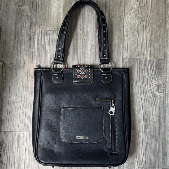 The Montana West Black Leather Studded Shoulder Purse. NWOT - Picture 3 of 5